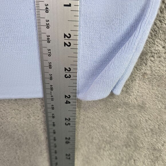 Womens Talbots Blue Ribbed Sweater 3/4 Bell Sleeves Cotton & Rayon Blend Size L - Picture 6 of 7